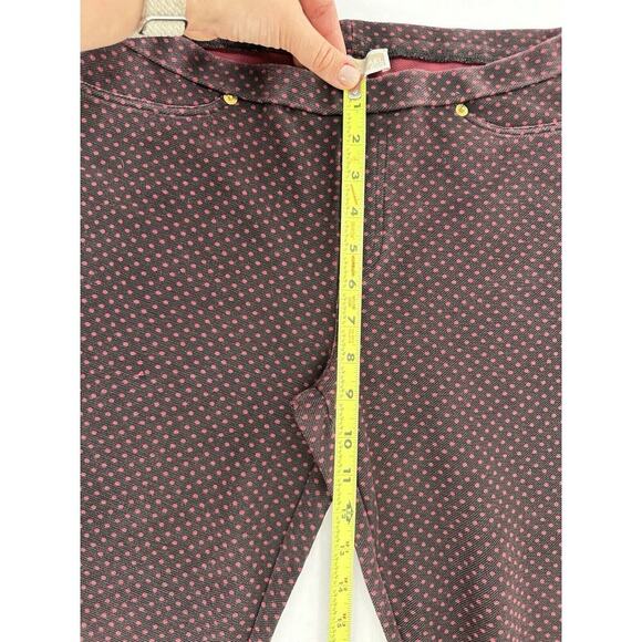 Michael Kors Pants Sz M Jegging Stretchy Ankle Skinny Polka Dot Pull On Burgendy - Picture 7 of 12